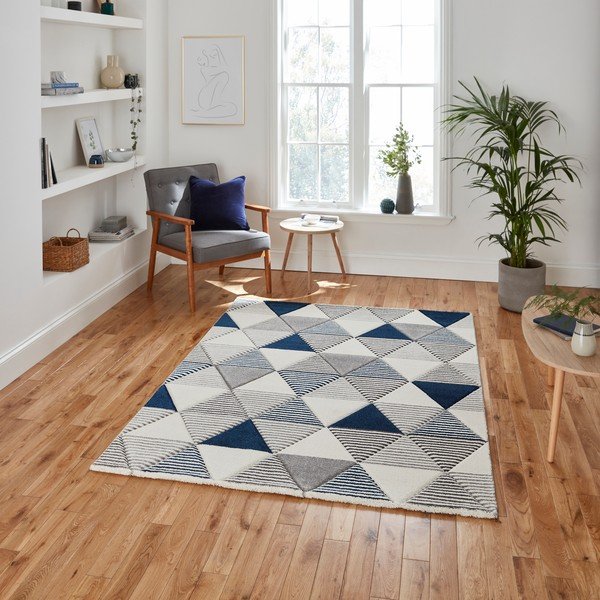 Tappeto grigio-blu Geo, 160 x 220 cm Brooklyn - Think Rugs-image-1