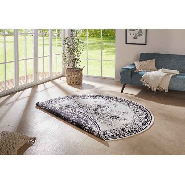 Tappeto da esterno nero e crema , ø 140 cm Borbon - NORTHRUGS-image-1