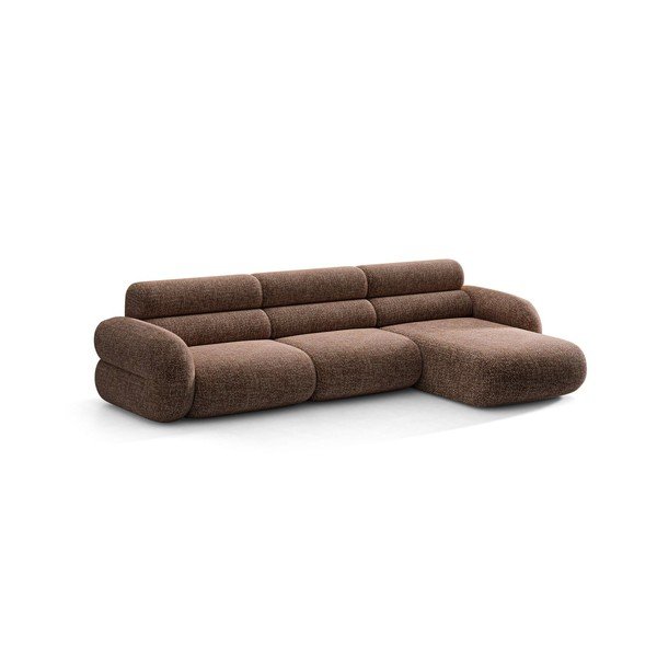 Divano angolare marrone (con penisola a destra/con chaise lounge) con rivestimento in ciniglia Neo – Micadoni 