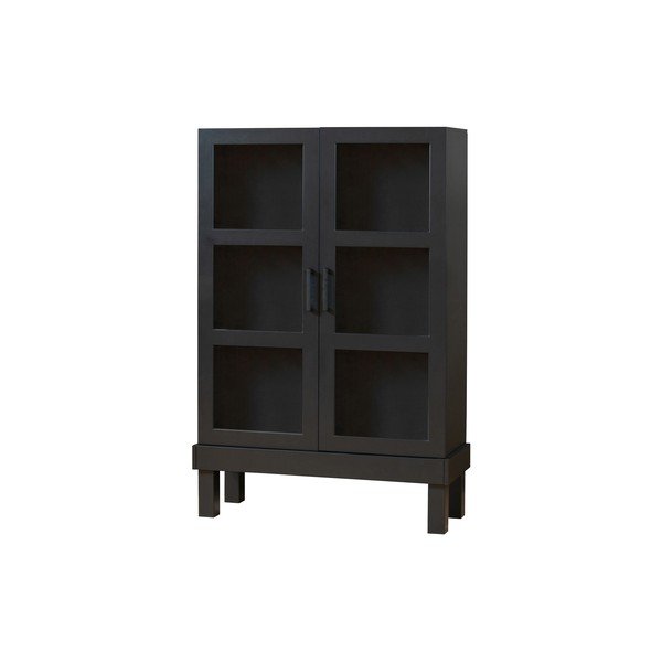 Vetrina nera in pino massiccio 107x160x39 cm Bonk – WOOOD-image-4