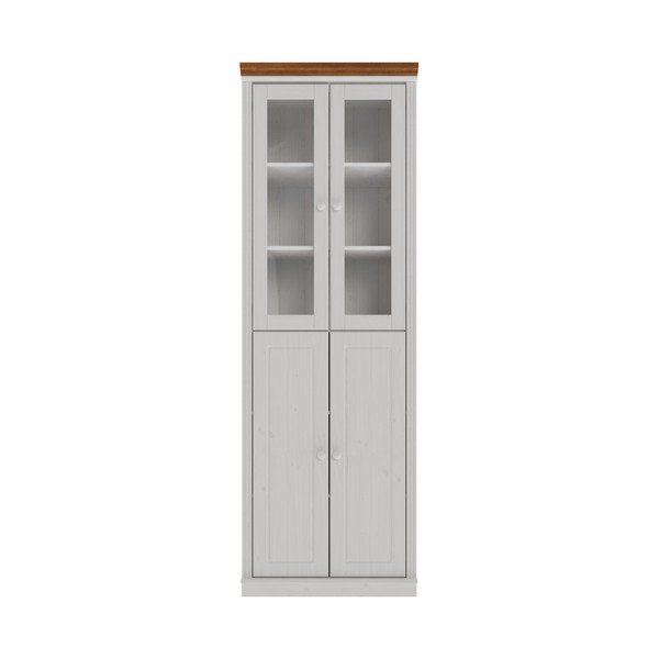 Vetrina bianca/color ambra in pino massiccio 74x223x37 cm Anita – Støraa