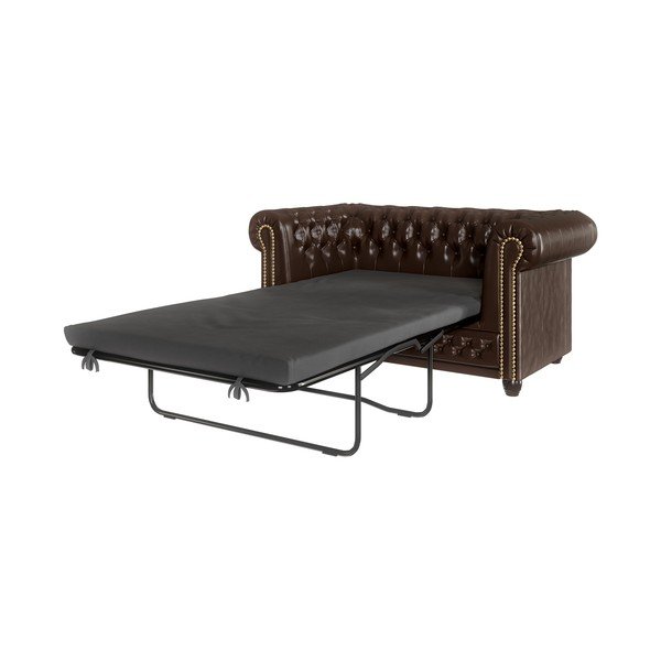 Divano letto marrone scuro in similpelle 148 cm York - Ropez-image-3