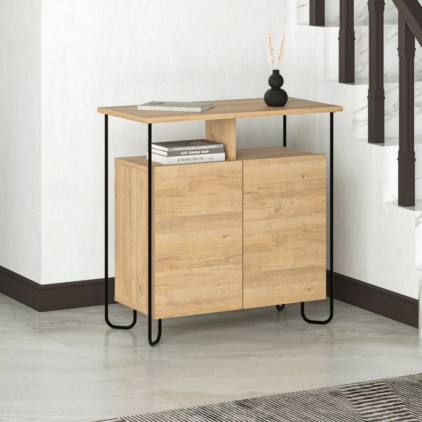 Mobile in rovere decorato in colore naturale 80x80 cm Dilly - Marckeric-image-1