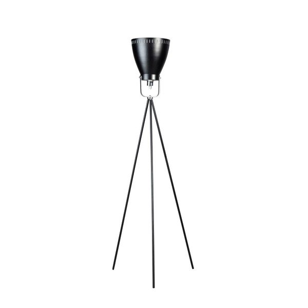 Lampada da terra nera con treppiede e dettagli in argento Acate Industri - ETH