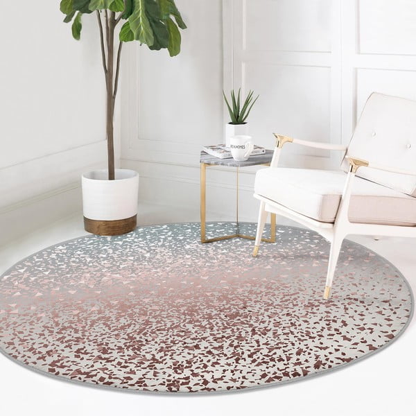 Tappeto rotondo lavabile di colore grigio-rame adatto per aspirapolvere robot ø 120 cm Comfort - Mila Home-image-4