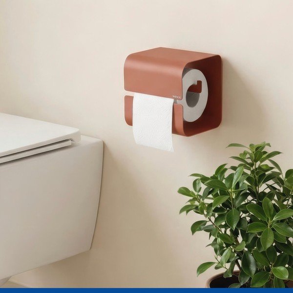 Porta carta igienica senza foratura marrone in acciaio con aggancio Turbo-loc Lizan – Wenko-image-1