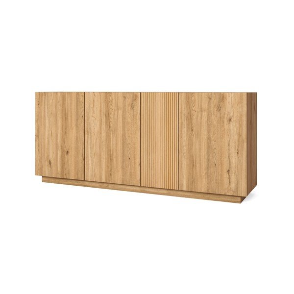 Cassettiera bassa in rovere decorato in colore naturale 181x78 cm Rayana - Marckeric-image-3