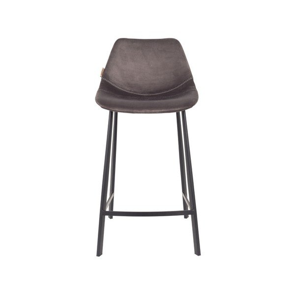 Set di 2 sedie da bar grigie con rivestimento in velluto , altezza 91 cm Franky - Dutchbone-image-2