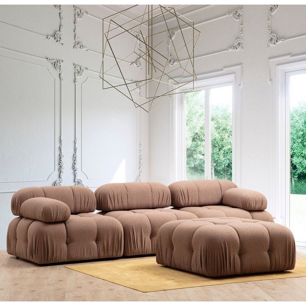 Sgabello marrone in tessuto bouclé Bubble - Artie-image-2
