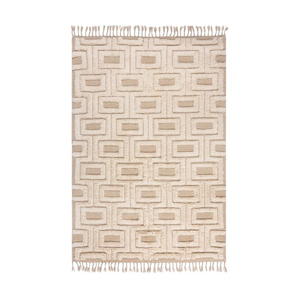 Tappeto beige/color crema in lana tessuto a mano 120x170 cm Greek Key – Flair Rugs
