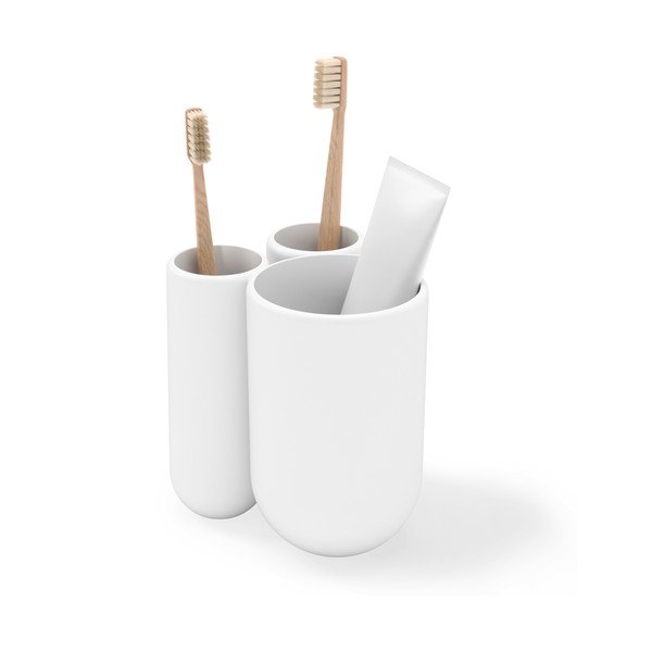 Bicchiere di plastica bianco per spazzolini da denti Touch - Umbra