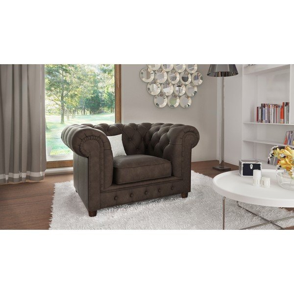 Poltrona in velluto marrone scuro Cambridge - Ropez-image-1