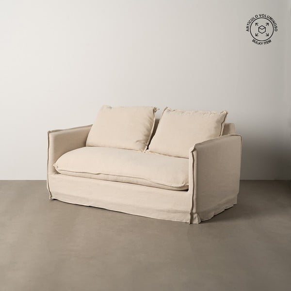 Divano color crema con rivestimento in lino 160 cm – Ixia-image-1
