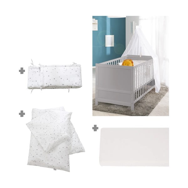 Culla grigio chiaro con baldacchino 70x140 cm Sternenzauber - Roba-image-3