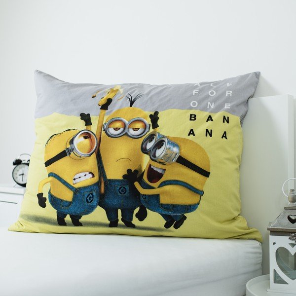 Set copripiumino e federa da bambini giallo/grigio in cotone per letto singolo 140x200 cm Mimoni All for One – Jerry Fabrics-image-3
