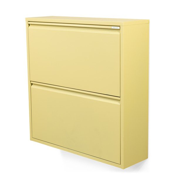 Scarpiera giallo chiaro in acciaio con ante ribaltabili/da parete 75x77,5x22,5 cm Billy – Spinder Design