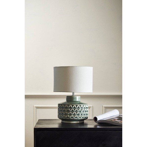 Lampada da tavolo grigia/beige in ceramica (altezza totale 35 cm) Monica – Jotex-image-4