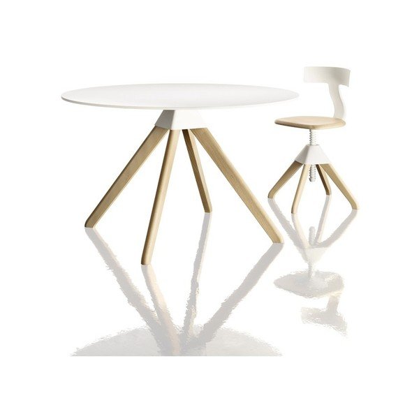 Tavolo da pranzo bianco con base in faggio, ø 120 cm Cuckoo - Magis-image-1