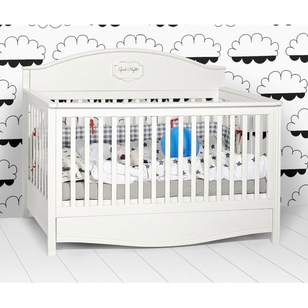 Lettino variabile bianco neve con cassetto GoodNight, 70 x 140 cm - BELLAMY-image-1