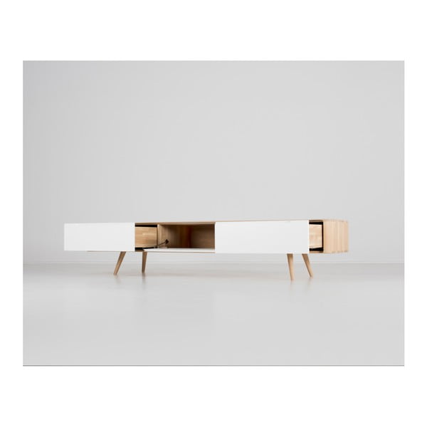 Tavolo TV in legno di quercia, 225 x 42 x 45 cm Ena - Gazzda-image-1