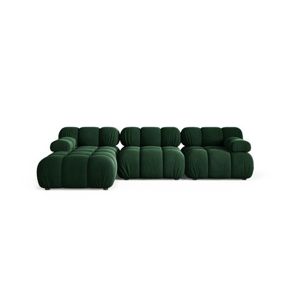 Divano angolare componibile verde scuro (con penisola a sinistra/con chaise lounge) con rivestimento in velluto – Micadoni 