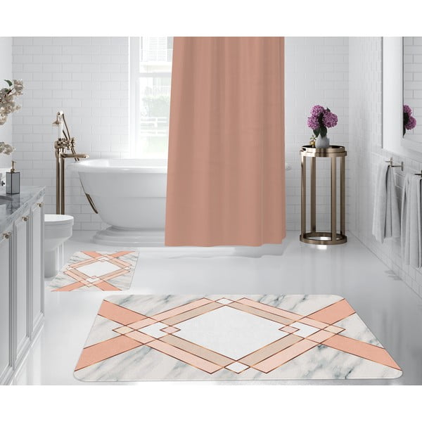 Tappetini da bagno bianchi e rosa in set di 2 pezzi - Oyo Concept-image-1