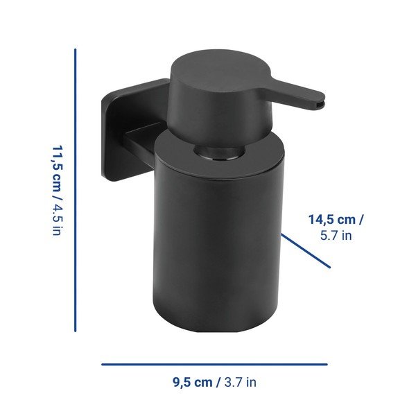 Dispenser per sapone senza foratura nero opaco in acciaio inox con aggancio Turbo-loc Porto – Wenko-image-1