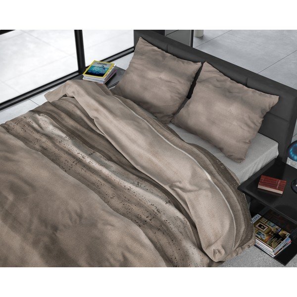 Biancheria da letto singola in flanella marrone Marcus Taupe, 140 x 220 cm - Sleeptime-image-1