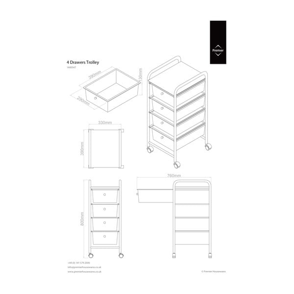 Scaffale mobile in plastica bianco-argento 33x79 cm - Premier Housewares-image-4