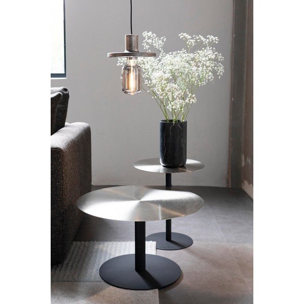 Tavolino da salotto rotondo nero/dorato in metallo ø 60 cm Snow – Zuiver-image-1