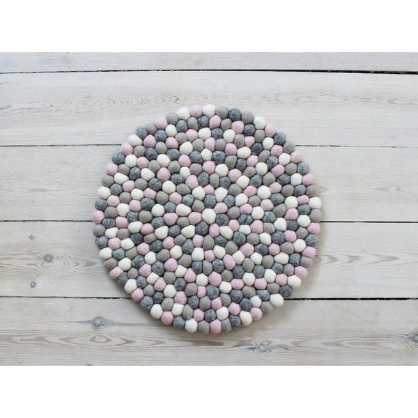 Cuscino per sedia a sfera in lana rosa chiaro e grigio, ⌀ 39 cm - Wooldot