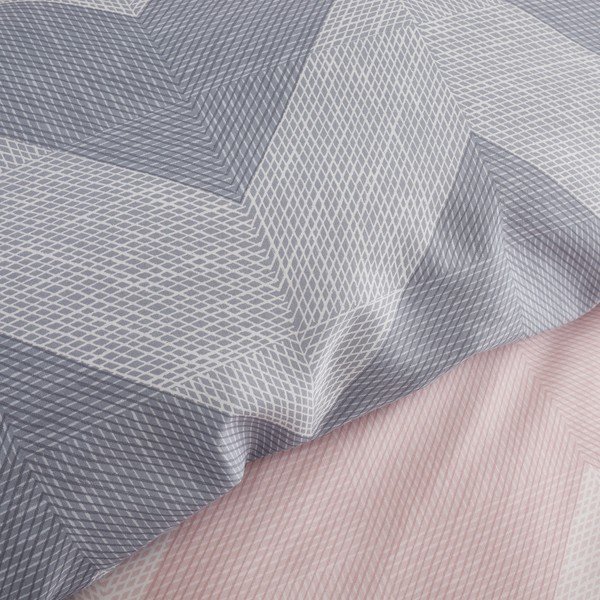 Biancheria da letto rosa-grigio 200x200 cm Chevron Geo - Catherine Lansfield-image-3