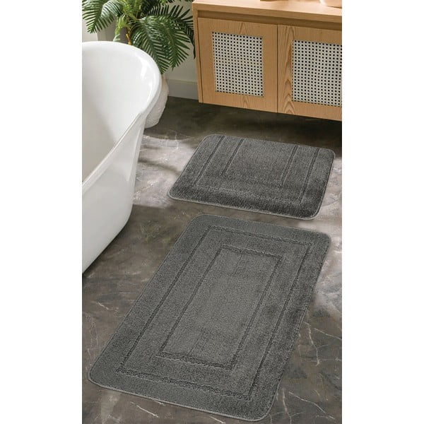 Set di tappetini per il bagno color antracite 2 pz 50x80 cm Cerceve – Foutastic-image-1