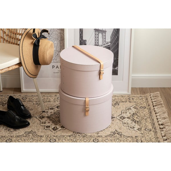 Scatole in set con coperchio rosa chiaro in cartone 2 pz ø 37,5x25 cm Rut Restore Paper Laminate – Bigso-image-1