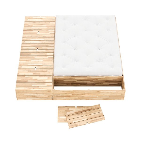 Letto matrimoniale in legno di pino con contenitore e rete in colore naturale 160x200 cm Basement Bed - Karup Design-image-4