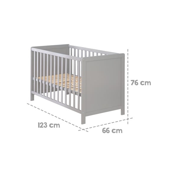 Lettino grigio/grigio tortora 60x120 cm Hamburg – Roba-image-4