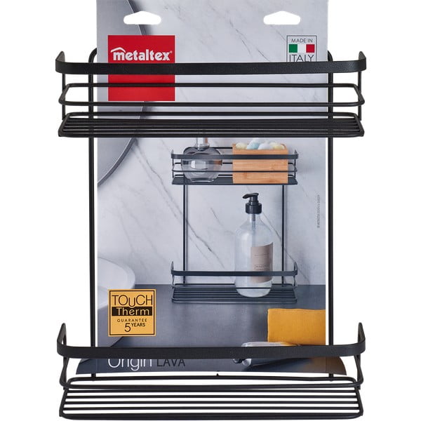 Mensola da bagno nera a due livelli Origin Lava - Metaltex-image-3