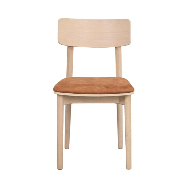 Sedie da pranzo in similpelle in colore marrone cognac-naturale in set di 2 pezzi Wolcott - Rowico-image-3