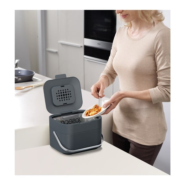 Contenitore grigio per rifiuti compostabili 4 l Intelligent Waste - Joseph Joseph-image-4