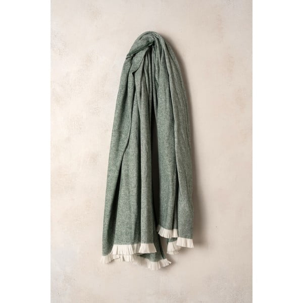 Plaid verde con contenuto di cotone , 140 x 180 cm Linen - Euromant-image-1