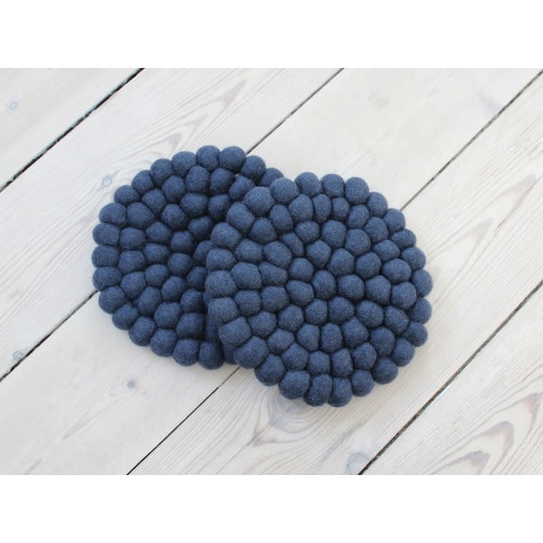 Sottobicchiere a sfera in lana blu scuro Sottobicchiere a sfera, ⌀ 20 cm - Wooldot