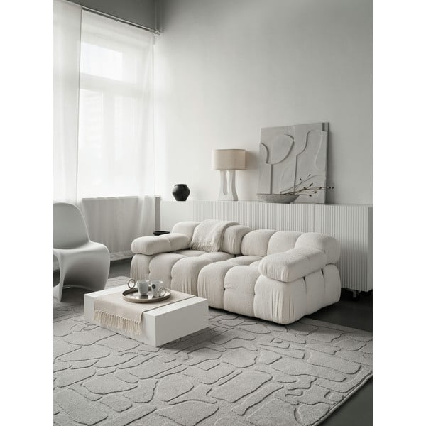 Tappeto in lana grigio chiaro 200x300 cm Morphic Dunes - Agnella-image-2