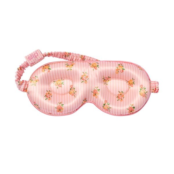 Maschera per dormire arancione e rosa in seta Contour Petal – slip