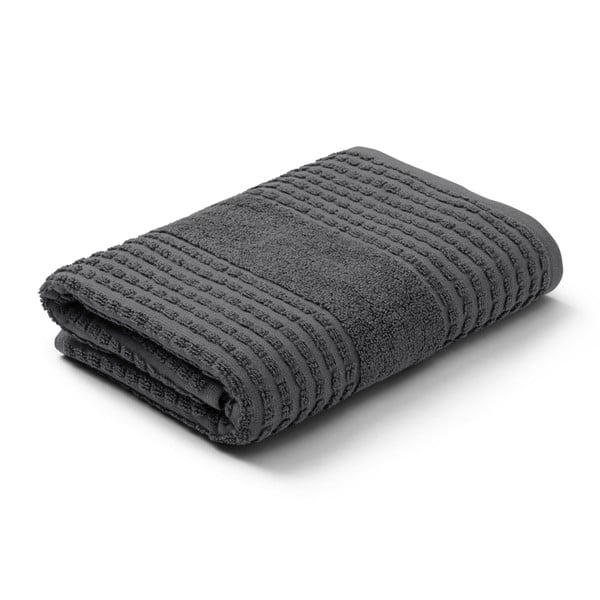 Asciugamano tipo terry grigio scuro in cotone organico 50x100 cm Check – JUNA-image-2