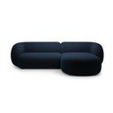 Divano angolare blu (con penisola a destra/con chaise lounge) con rivestimento in velluto Kate – Micadoni 