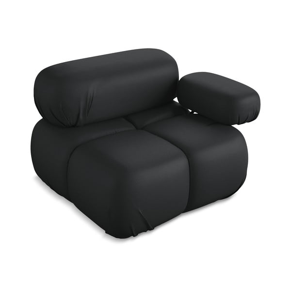 Parte divano componibile nero (con penisola a destra) con rivestimento in finta pelle Lokua – Makamii-image-3