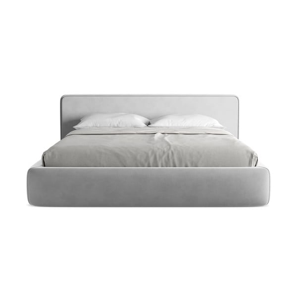 Letto matrimoniale imbottito grigio con contenitore con griglia 180x200 cm Kiana - Makamii-image-4