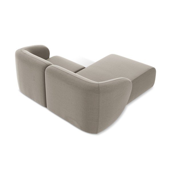 Divano angolare marrone chiaro (con penisola a sinistra/con chaise lounge) con rivestimento in velluto Lani – Makamii-image-3