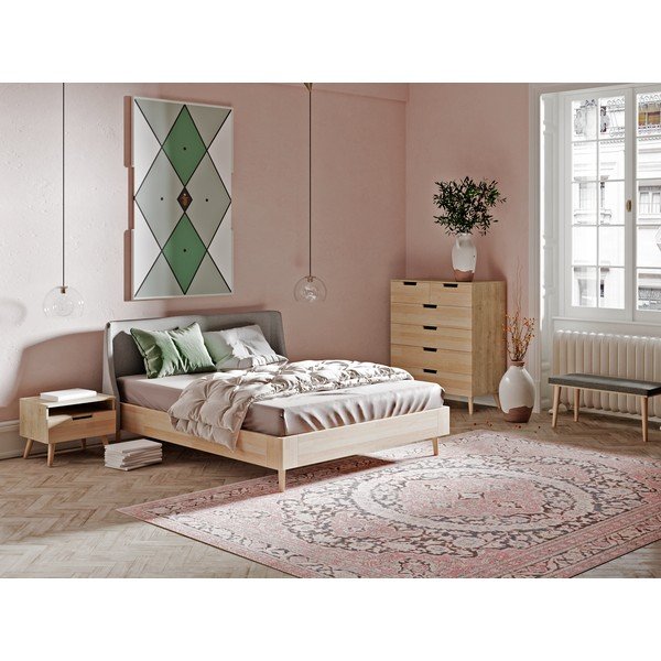 Letto matrimoniale blu , 140 x 200 cm Lagom Side Wood - ProSpánek-image-1