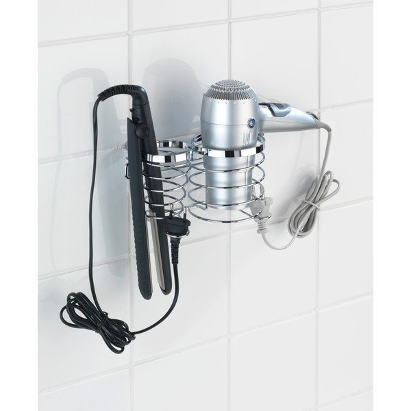 Doppio supporto in acciaio inox per asciugacapelli e piastra per capelli Premium - Wenko-image-1